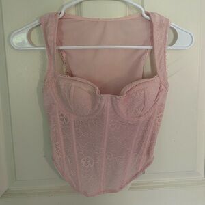 Pink Lace Sleeveless Bodysuit